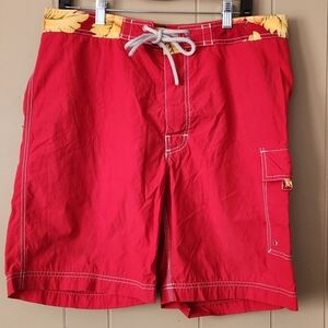 Vintage Banana Republic Swim Trunks Mens 34 Red Bathing Suit Board Shorts Cargo
